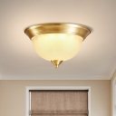 Handblown Glass Inverted Dome Flush Mount Lighting Classic Living Room Flush Mount in Gold