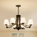 Bud Shade Handblown Glass Chandelier Pendant Light Traditional Living Room Hanging Light in Black