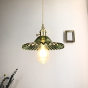 Radial Wave Glass Pendant Light Kit Nordic 1-Light Dining Room Ceiling Hang Lamp