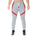 Fancy Men's Pants Contrast Panel Color Block Drawstring Elastic Waist Long Jogger Pants