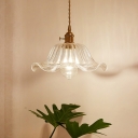 Geometric Open-Kitchen Hanging Pendant Light Minimalist Clear Glass Brass Drop Lamp