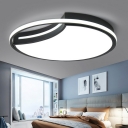 Crescent Shaped LED Flush Ceiling Light Minimalist Acrylic Black Flush Lamp for Bedroom