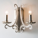 Country Candle Wall Sconce Lighting Crystal Beaded Wall Light Kit for Living Room