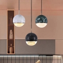 Dome Shaped Dining Room Hanging Light Marble 1 Bulb Modern Style Ceiling Lighting