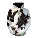Fancy Men's Hoodie Animal Cow Elephant Sheep Eagle Digital 3D Pattern Front Pocket Long Sleeve Drawstring Hooded Sweatshirt