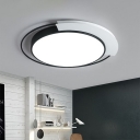 Round Metallic LED Flush Lamp Nordic Black and White Flush Mount Ceiling Light for Bedroom