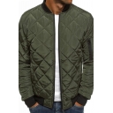 Leisure Men's Jacket Quilted Contrast Trim Zip Fly Long Sleeves Stand Collar Regular Fitted Jacket