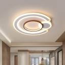 Coffee Finish Circular Flush Mount Fixture Contemporary LED Acrylic Ceiling Ligh