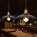 Antique Scalloped Edge Pendant Light Single-Bulb Metal Hanging Light Fixture for Restaurant