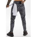 Mens Popular Pants Camo Print Drawstring Waist Ankle Length Fitted Pants