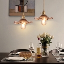 1 Bulb Glass Hanging Light Fixture Nordic Brass Shaded Dining Room Ceiling Light