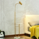 Cylindrical Standing Light Minimalistic Metal Living Room LED Floor Lighting with Marble Tray