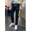 Men's Street Style Fashion Letter Printed Colorblock Tape Patched Elastic Cuffs Casual Loose Track Pants