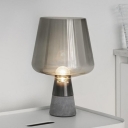 Cup Shaped Glass Torchiere Lamp Designer 1 Head Grey Night Table Light with Cement Base