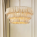 3-Tiered Tassel Knot Pendant Lighting Country 1-Light Living Room Suspension Lamp