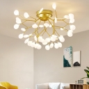 Branch LED Semi Flush Mount Simplicity Metal Living Room Close To Ceiling Chandelier