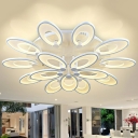 Blooming LED Flush Light Fixture Nordic Metal White Semi Flush Ceiling Light for Living Room