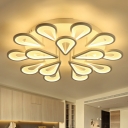 Teardrop Shaped LED Ceiling Lighting Modern Acrylic Kitchen Semi Flush Mount Light Fixture in White