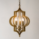 Gold Plated Lantern Chandelier Pendant Traditional Metal 3-Light Kitchen Hanging Light