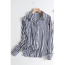 Casual Women's Shirt Blouse Stripe Pattern Button Fly Spread Collar Long Sleeve Regular Fitted Shirt Blouse