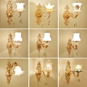 Blossom Sconce Wall Lighting Traditional Gold Plated Carved Glass Wall Mounted Lamp