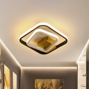 LED Corridor Flush Ceiling Light Modern Black-White Flushmount with Geometric Metal Frame