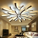 Dandelion Living Room LED Ceiling Light Metallic Modernist Semi Flush Mount Lighting in White