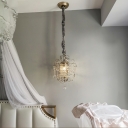 Vintage Swirled Pendant Light Fixture 1-Light Crystal Beaded Hanging Lamp for Bedside