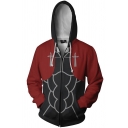 New Fashion Black and Red Comic Cosplay Costume Long Sleeve Zip Up Fitted Hoodie