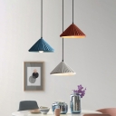 Simplicity Cone Pendant Light Ribbed Cement Single-Bulb Dining Room Suspension Light Fixture
