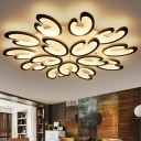 Wing Shaped Parlor LED Ceiling Lighting Acrylic Contemporary Semi Flush Mount Lamp in White