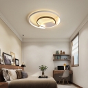 Simplicity Circle LED Flush Mount Lighting Acrylic Bedroom Ceiling Light in Black-White