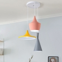 Creative Musical Instrument Multi Pendant Metal 3 Heads Dining Room Ceiling Light in Pink-Yellow