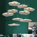 Novelty Modern Lotus Leaf Shaped Ceiling Light Acrylic Living Room Multiple Lamp Pendant in Gold