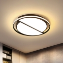 Black Circle Led Flush Mount Ceiling Light Fixture Simplicity Acrylic Flush Lamp for Bedroom