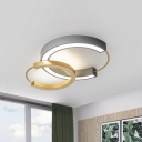 Double-C Shaped Metal Flush Light Fixture Modern Gold LED Round Ceiling Mount Light Fixture