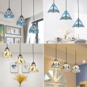 3-Bulb Shaded Multi Light Ceiling Light Tiffany Hand Rolled Art Glass Hanging Pendant