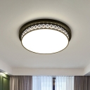 Round Living Room LED Flush Mount Traditional Acrylic Black Flushmount Ceiling Light