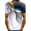 Leisure Men's T-Shirt 3D Print Round Neck Short Sleeve Regular Fitted Tee Top