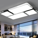 Black-White Geometry LED Flushmount Ceiling Lamp Modern Acrylic Flush Mount Lighting Fixture