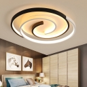Circular Bedroom LED Flush Light Acrylic Nordic Flush Mount Ceiling Fixture in Black and White