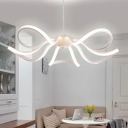 White Floral LED Chandelier Lamp Modern Acrylic Hanging Ceiling Light for Dining Room