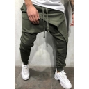 Simple Mens Pants Solid Color Drawstring Waist Ankle Relaxed Pants
