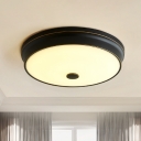 Cream Glass Black Flush Ceiling Light Shaded Vintage Flush Mount Lighting Fixture for Living Room