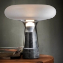 White Glass Mushroom Shaped Table Lamp Creative Postmodern 1 Bulb Black Marble Night Light for Bedroom