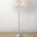 Victorian Candle Chandelier Floor Lamp 5-Head K9 Crystal Standing Light for Bedroom