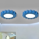 Blue Gear Ceiling Mount Light Fixture Childrens LED Acrylic Flushmount Light for Dorm