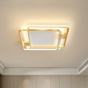 Gold Finish Geometric LED Flush Light Fixture Simplicity Metal Ceiling Flush Mount