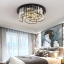 Swirling LED Ceiling Flush Light Modern Black Crystal Prism Flushmount Light for Bedroom