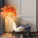Feather Palm Tree Floor Lamp Creative Nordic 5-Bulb Gold Standing Light for Living Room